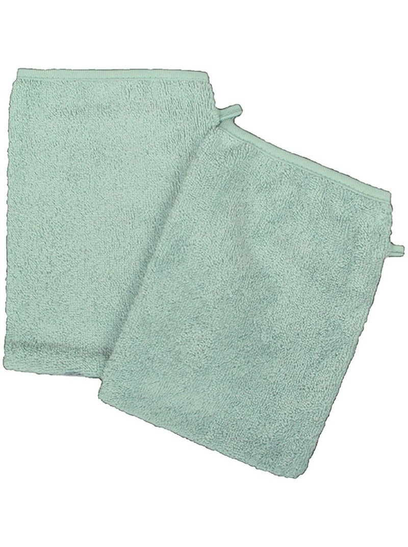 Eveil Et Nature Lot De 2 Gants De Toilette Coton Bio Vert - Kiabi