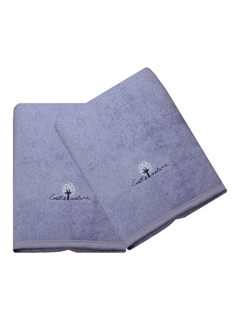 Eveil Et Nature Lot De 2 Serviettes Éponge Coton Bio Bleu foncé - Kiabi