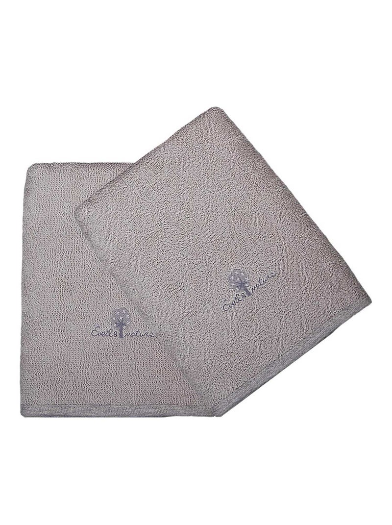 Eveil Et Nature Lot De 2 Serviettes Éponge Coton Bio Gris - Kiabi
