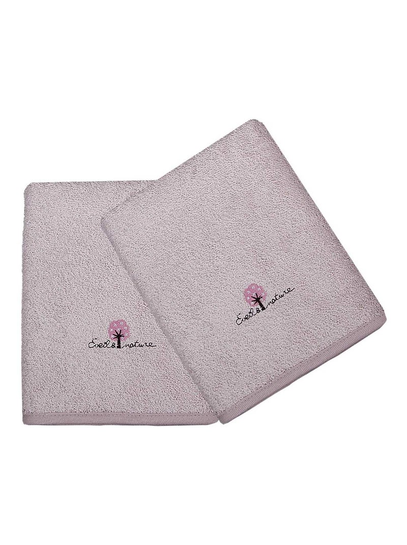 Eveil Et Nature Lot De 2 Serviettes Éponge Coton Bio Mauve - Kiabi