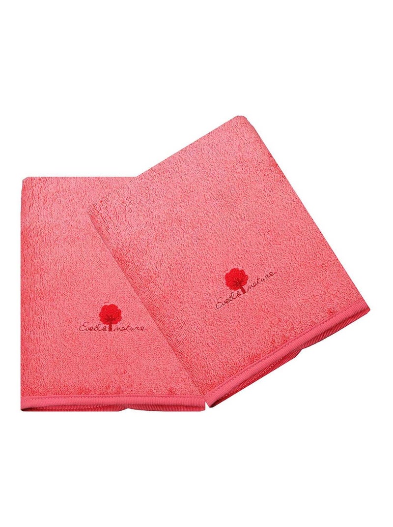 Eveil Et Nature Lot De 2 Serviettes Éponge Coton Bio Rouge - Kiabi