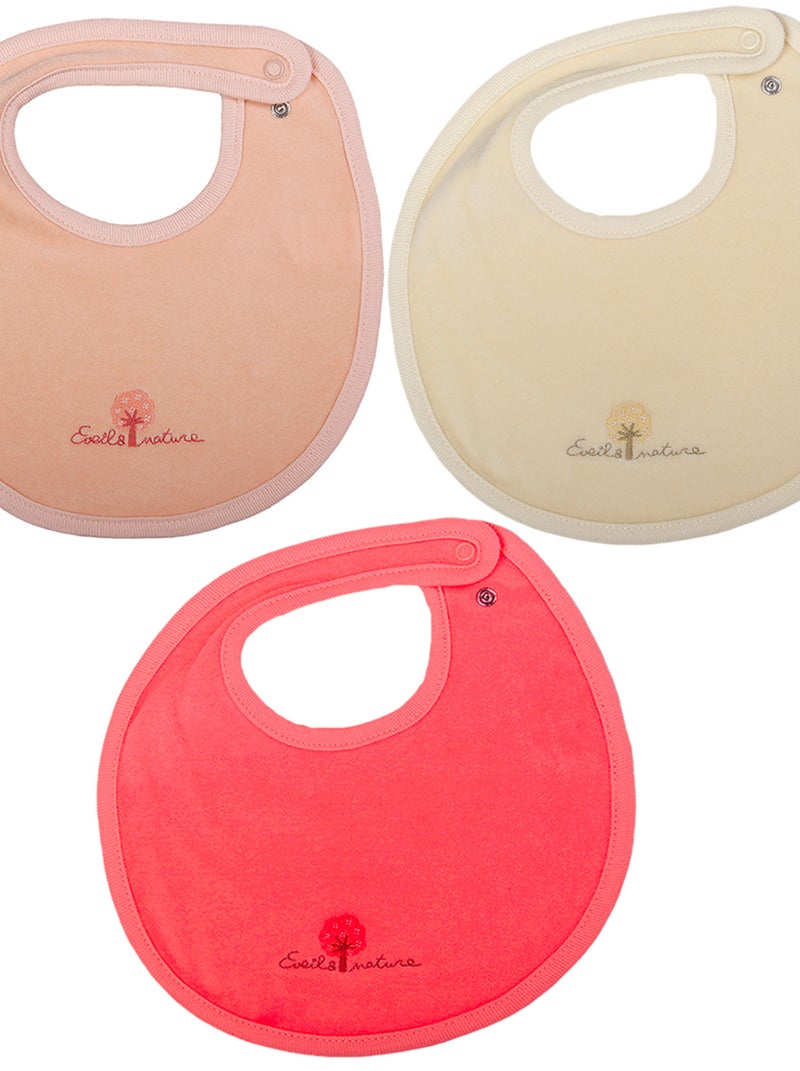 Eveil Et Nature Lot De 3 Bavoirs Doublés  Coton Bio Multicolore - Kiabi