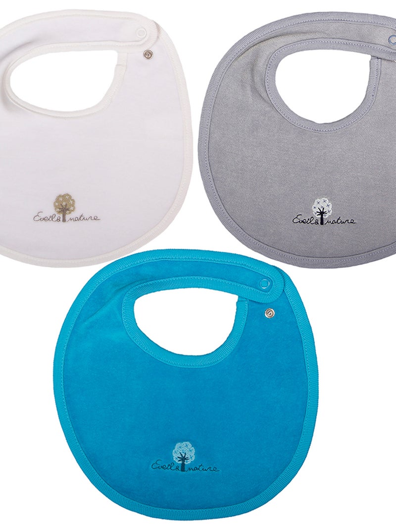 Eveil Et Nature Lot De 3 Bavoirs Doublés  Coton Bio Multicolore - Kiabi