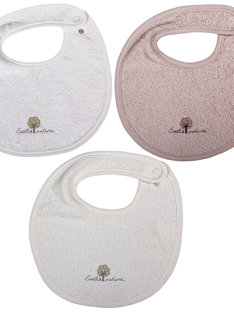 Eveil Et Nature Lot De 3 Bavoirs Eponge Coton Bio Multicolore - Kiabi