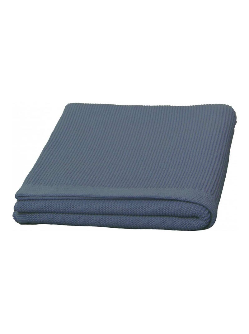 Eveil Et Nature Plaid Tricot  Coton Bio Bleu marine - Kiabi