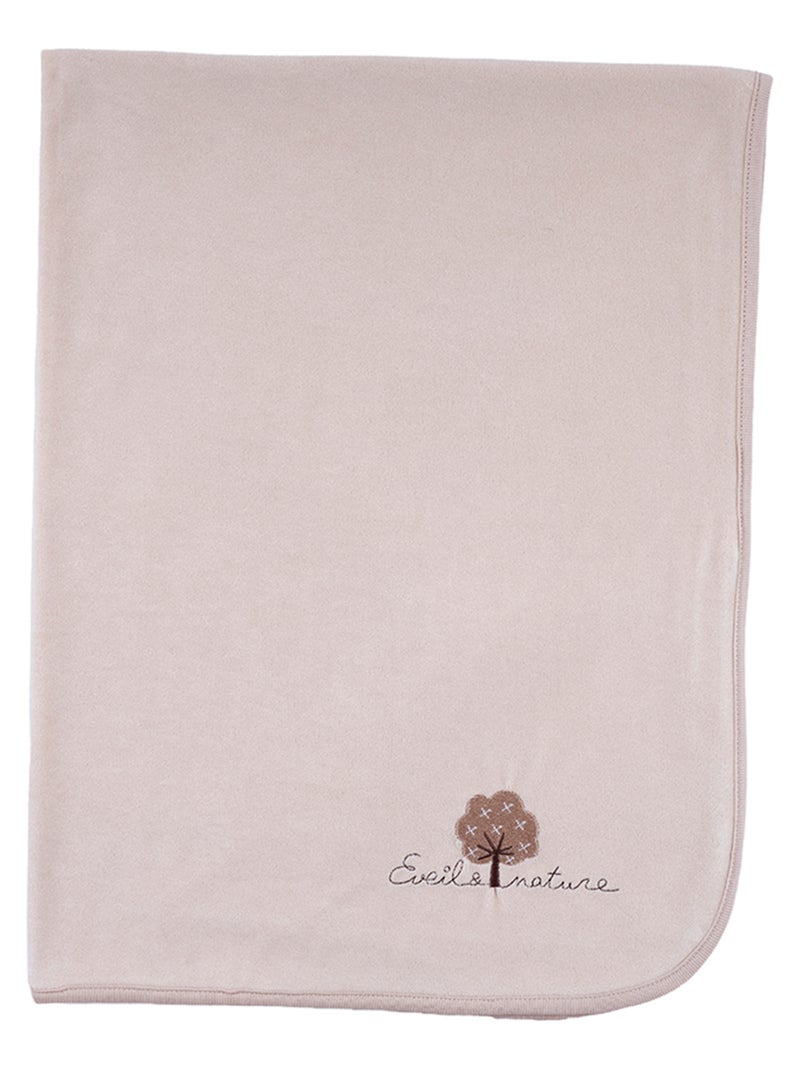 Eveil et Nature Plaid velours 75x100 cm Coton bio Beige - Kiabi