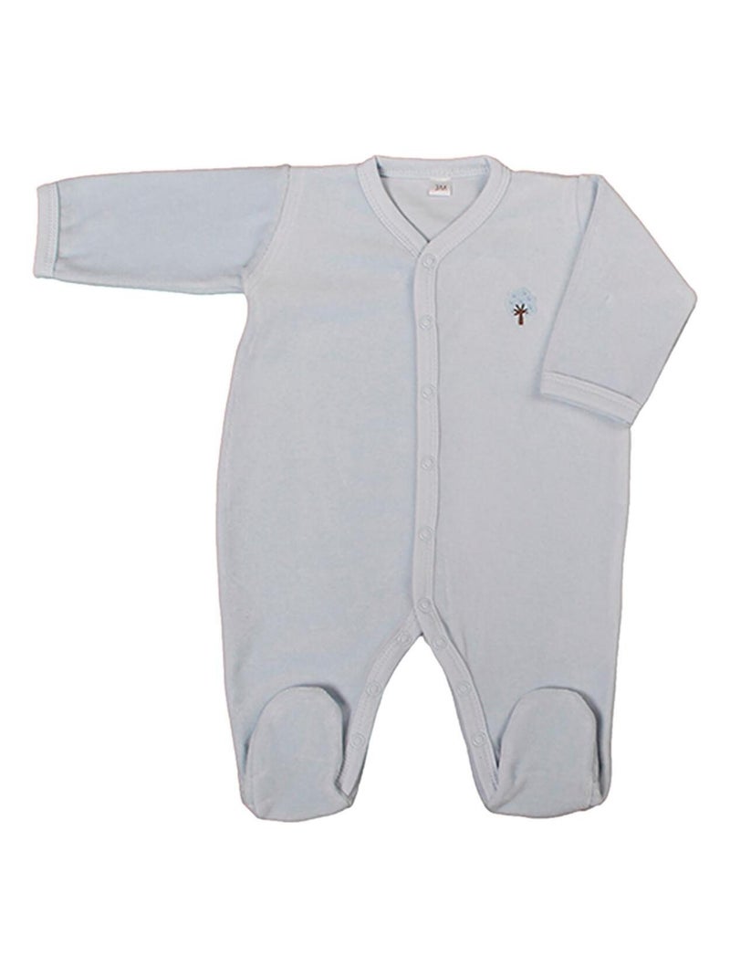 Eveil Et Nature Pyjama Velours Coton Bio Bleu clair - Kiabi