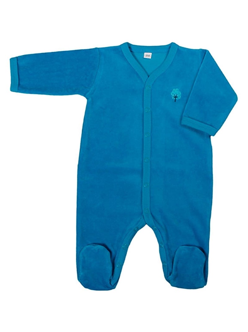 Eveil Et Nature Pyjama Velours Coton Bio Bleu turquoise - Kiabi