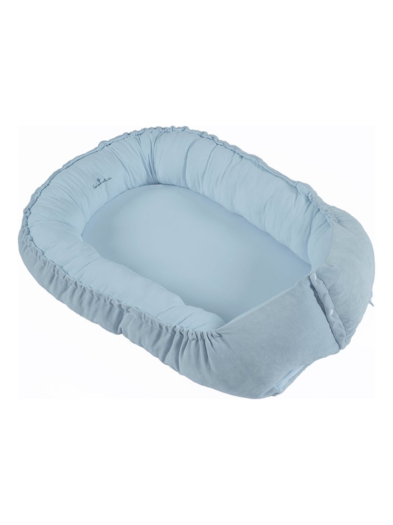 Eveil et Nature Réducteur de lit  coton bio velours 0-6 mois Bleu ciel - Kiabi