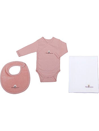 Eveil et Nature Set Body/Bavoir/Lange Coton bio