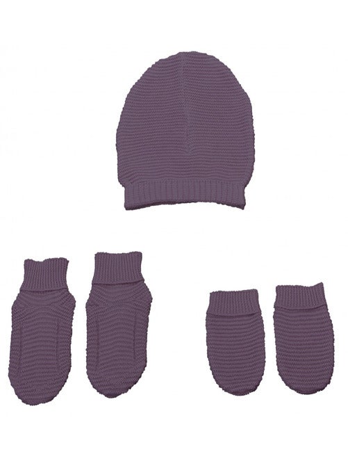 Eveil Et Nature Set Bonnet-chausson-moufle  Tricot Coton Bio - Kiabi