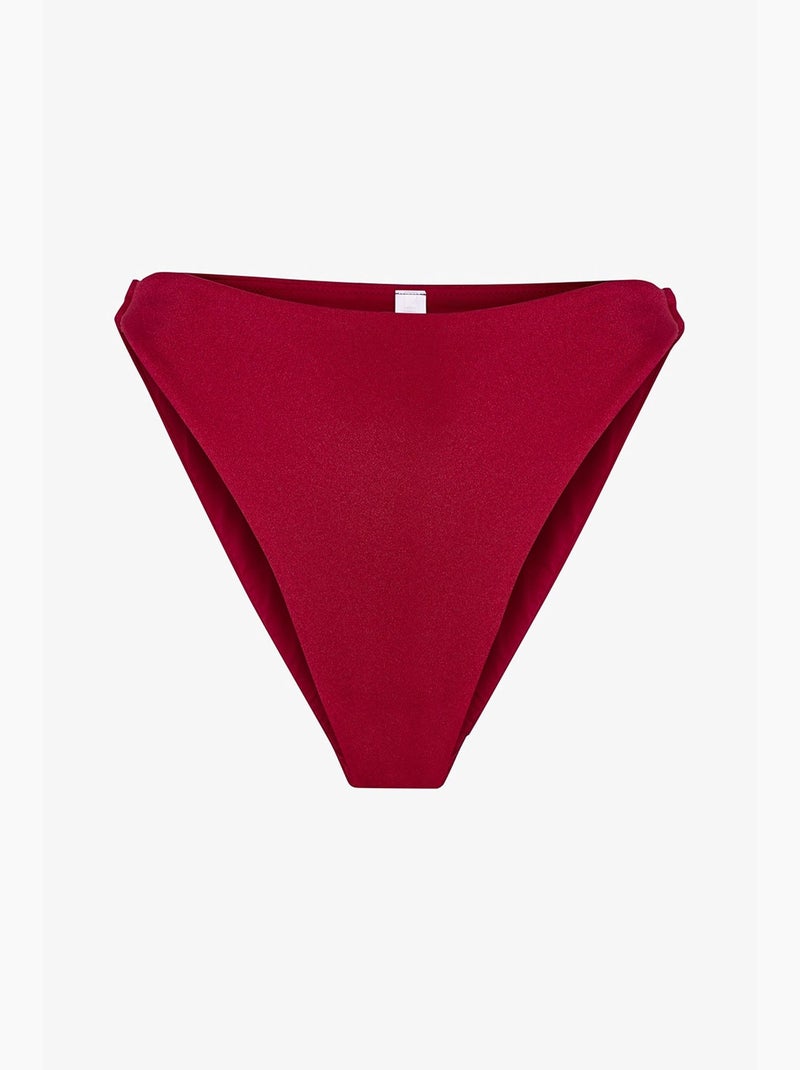 Evelyn minimal bas de bikini taille mi-haute scintillant penti Rouge bordeaux - Kiabi