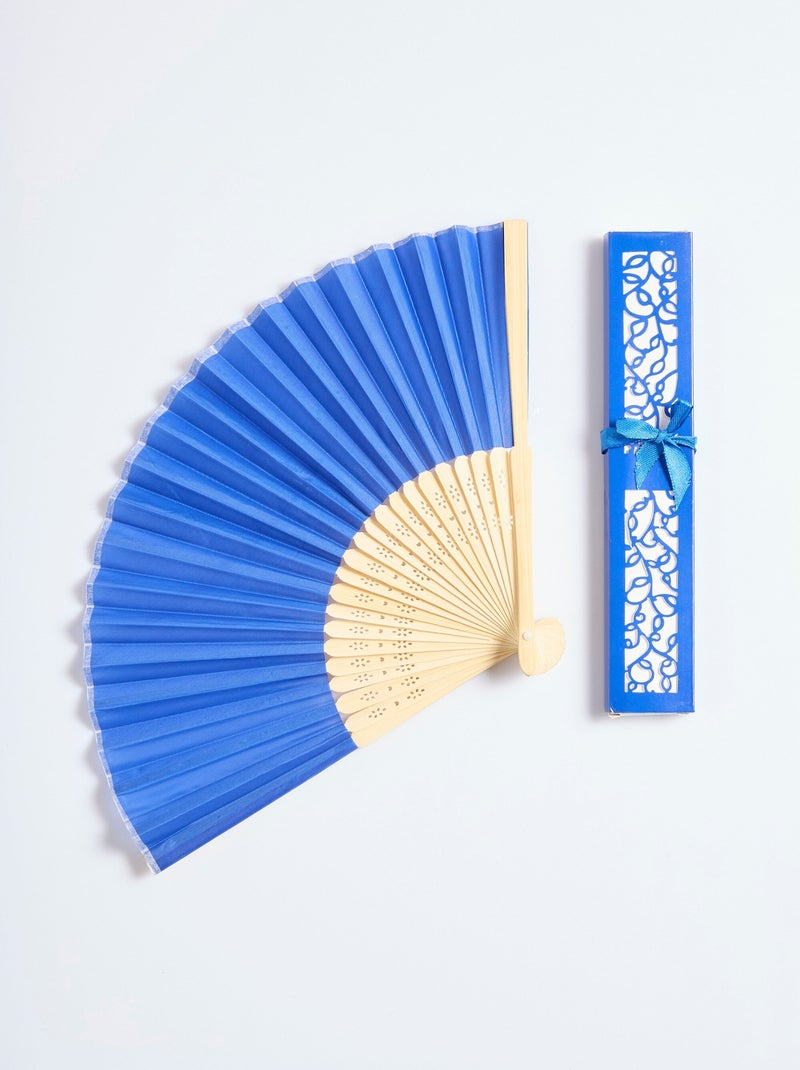 Éventail bambou et étui cadeau Bleu marine - Kiabi