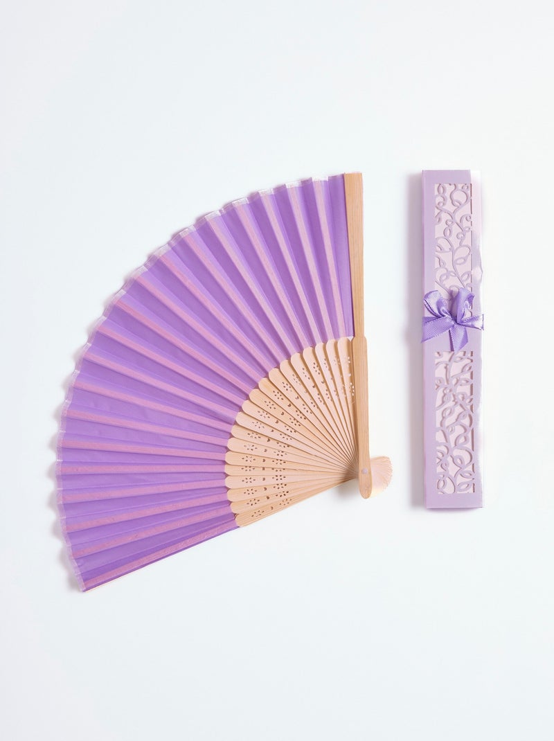 Éventail bambou et étui cadeau Mauve lilas - Kiabi