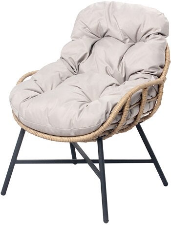 EVORA Salon de jardin 4 places canapé + fauteuils gris foncé