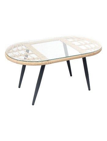 EVORA Salon de jardin 4 places canapé + fauteuils gris foncé