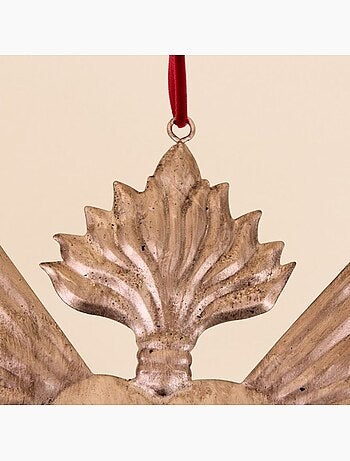 Ex voto coeur en métal doré 24cm