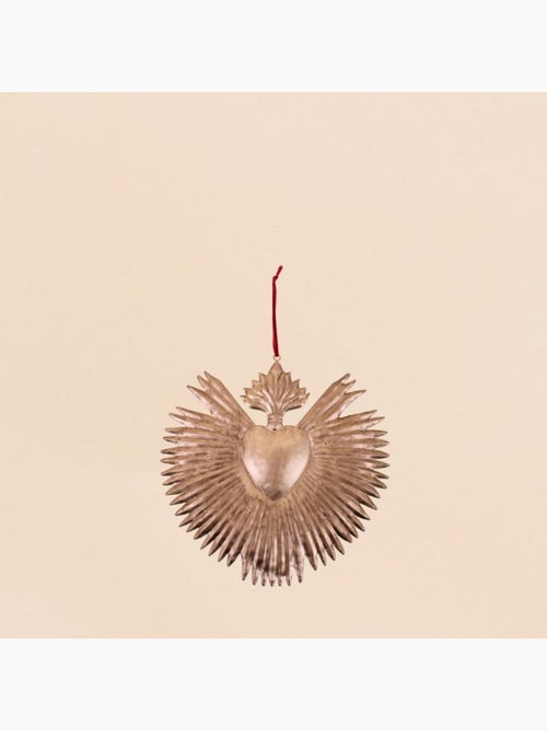 Ex voto coeur en métal doré 24cm - Kiabi