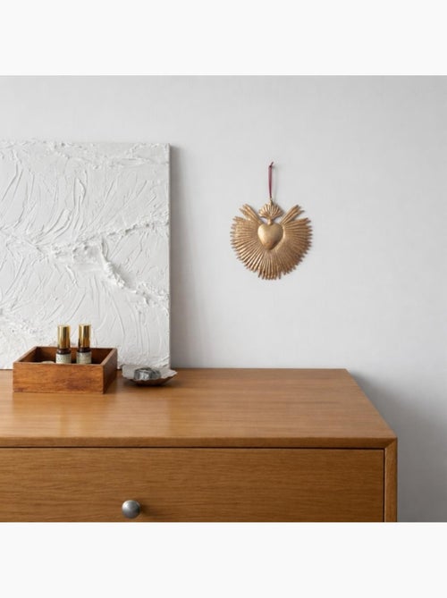 Ex voto coeur en métal doré 24cm - Kiabi