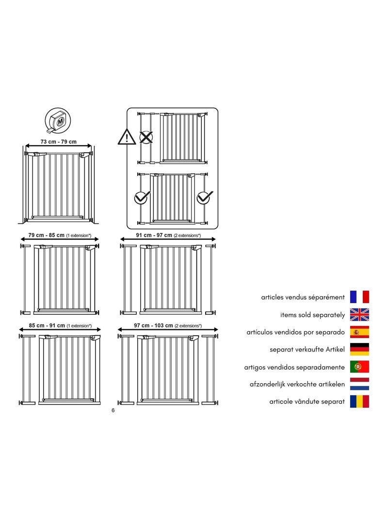 Extension barrière de sécurité bébé en acier Blanc - Kiabi