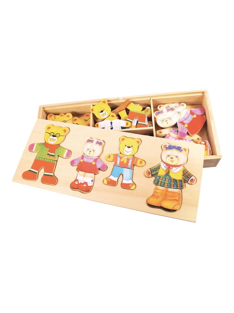 Famille ours à habiller en bois Beige - Kiabi