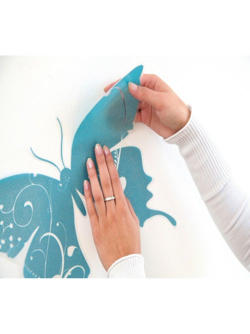 Farfalle, Sticker mural deux grand papillons bleus - 50x70 cm - Kiabi