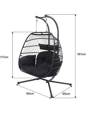 FARO - Fauteuil suspendu 2 places noir