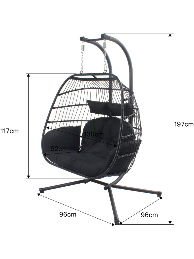 FARO - Fauteuil suspendu 2 places noir Noir - Kiabi