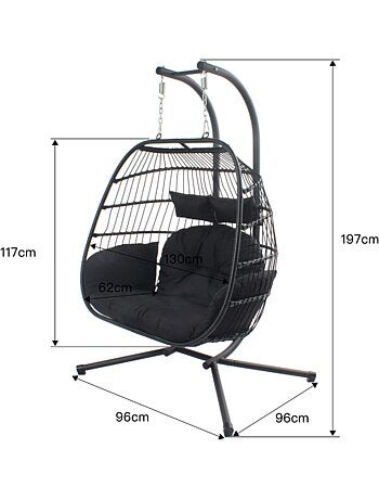 FARO Fauteuil suspendu 2 places noir