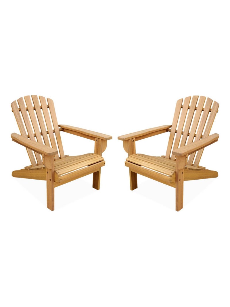 Fauteuil Adirondack, salon de jardin enfant bois d'acacia (lot de 2) Caroline Marron - Kiabi