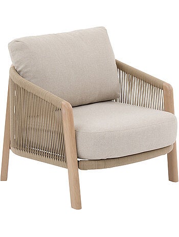 Fauteuil bas de jardin en aluminium et corde tressée NELORA