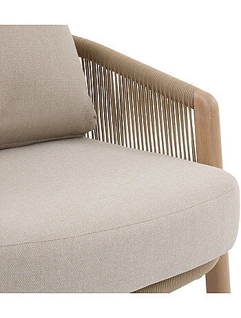Fauteuil bas de jardin en aluminium et corde tressée NELORA
