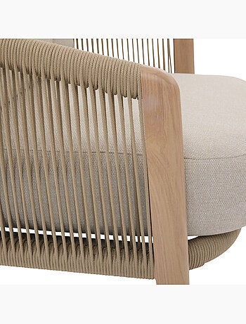 Fauteuil bas de jardin en aluminium et corde tressée NELORA