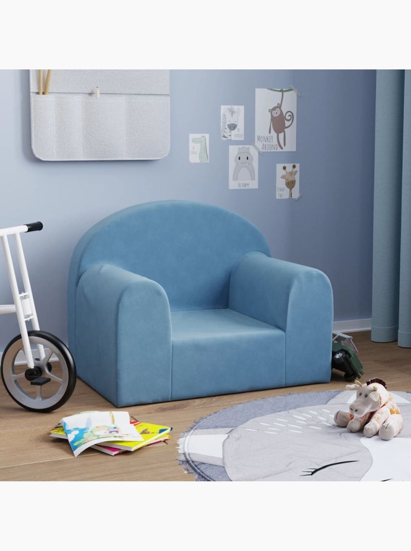 Fauteuil canapé enfant en peluche avec housse amovible lavable - vidaxl Bleu - Kiabi