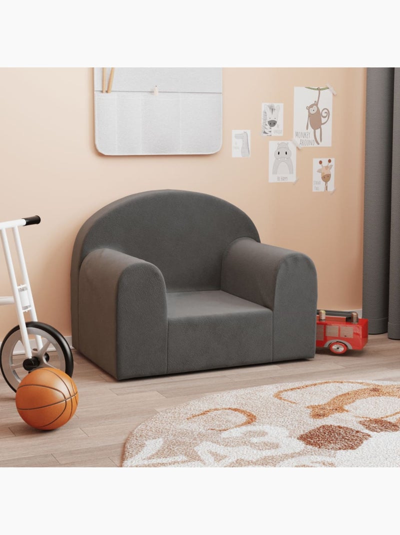 Fauteuil canapé enfant en peluche avec housse amovible lavable - vidaxl gris anthracite - Kiabi