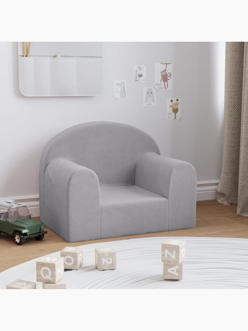 Fauteuil canapé enfant en peluche avec housse amovible lavable - vidaxl Gris clair - Kiabi