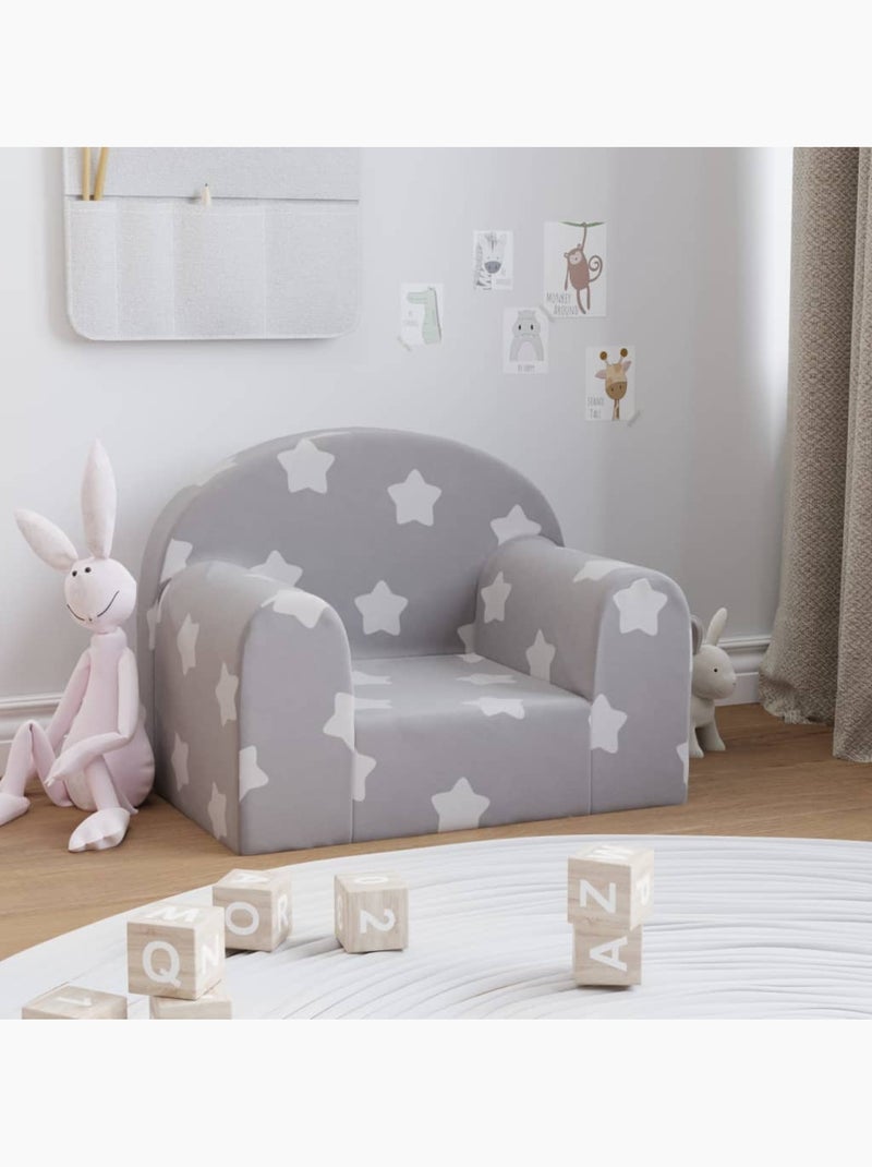 Fauteuil canapé enfant en peluche avec housse amovible lavable - vidaxl Gris perle - Kiabi