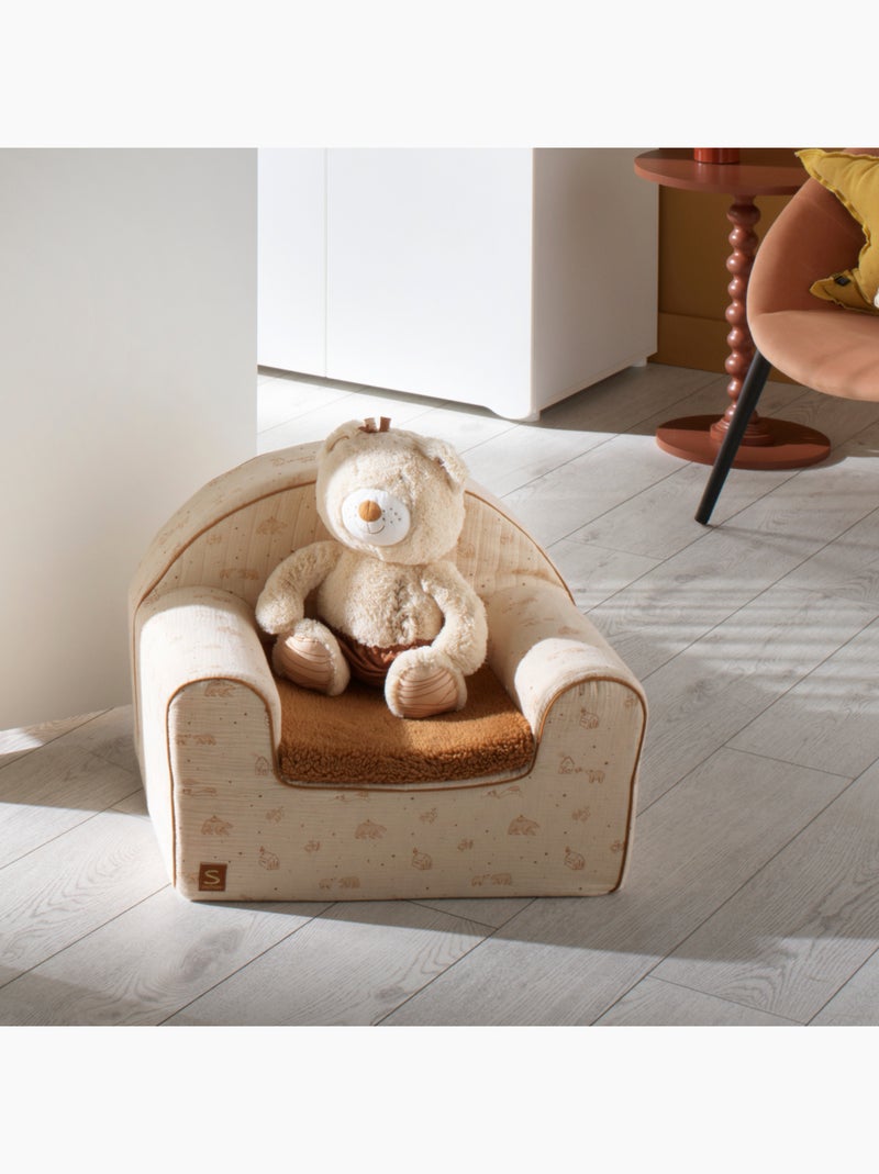 Fauteuil club enfant en gaze de coton et sherpa - SAUTHON Beige - Kiabi