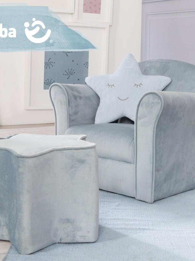 Fauteuil club enfant en velours doux - ROBA 'lil sofa' Bleu clair - Kiabi