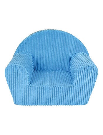 Fauteuil club velours côtelé bleu