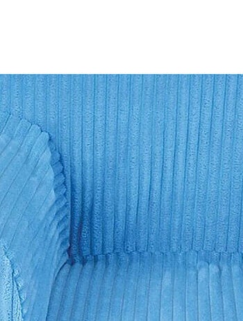 Fauteuil club velours côtelé bleu