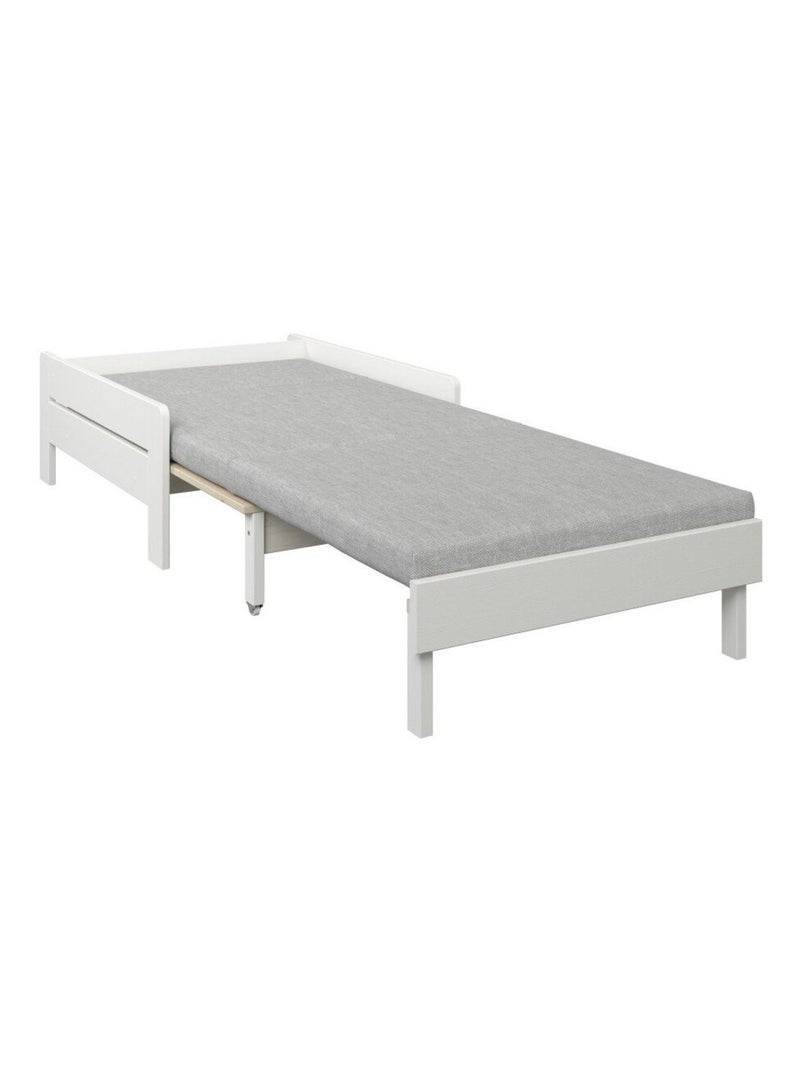 Fauteuil convertible en lit avec coussins pin massif BASILE Blanc - Kiabi