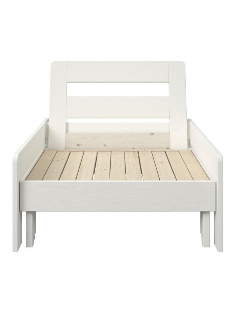 Fauteuil convertible en lit avec coussins pin massif BASILE Blanc - Kiabi