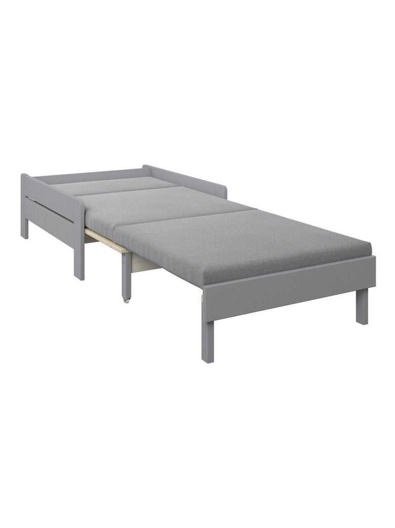 Fauteuil convertible en lit avec coussins pin massif  BASILE Gris - Kiabi