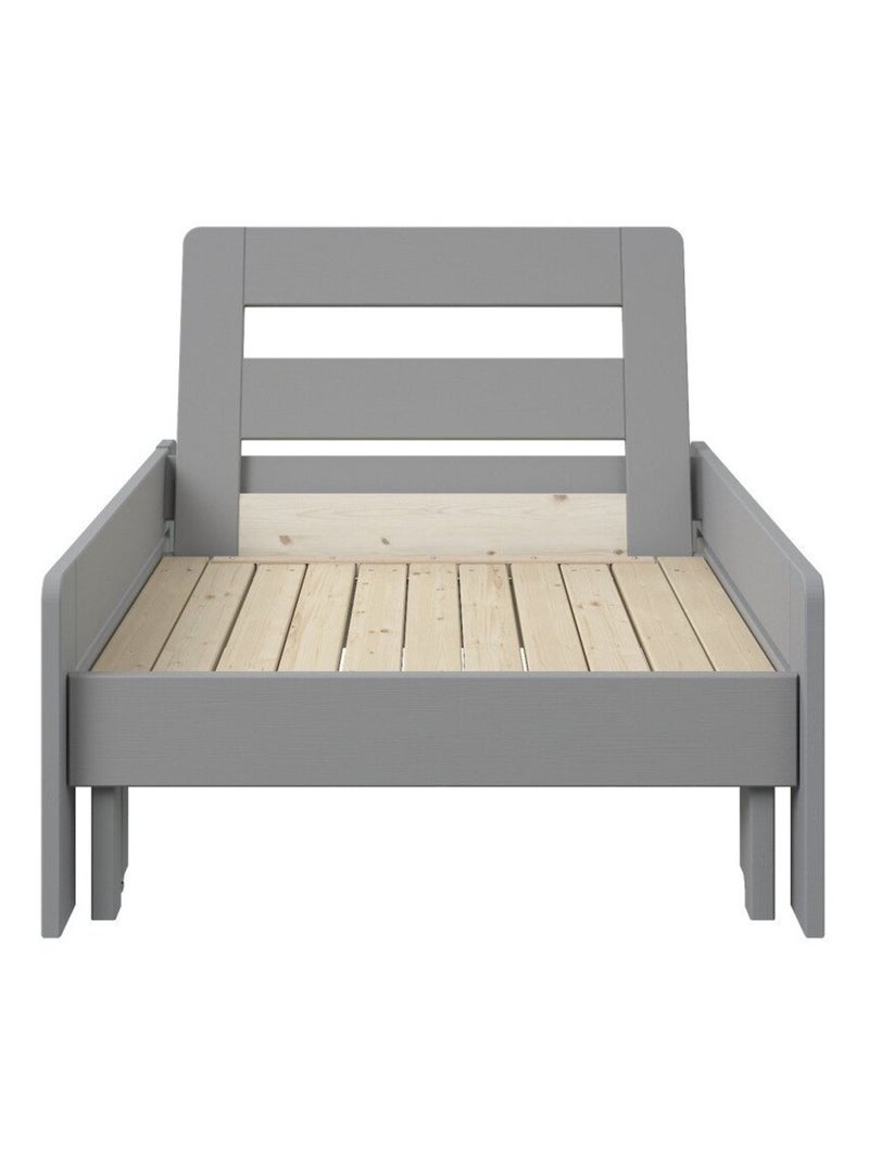 Fauteuil convertible en lit avec coussins pin massif  BASILE Gris - Kiabi