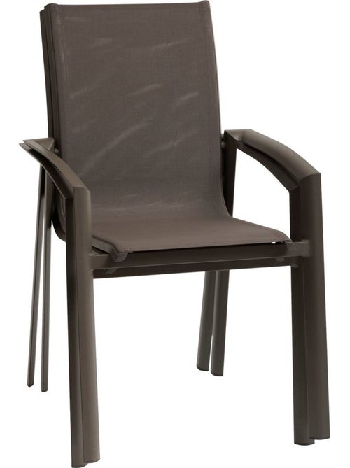 Fauteuil de jardin empilable en aluminium effet bois AXANT - Kiabi Fauteuil de jardin empilable en aluminium effet bois AXANT - Kiabi