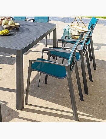 Fauteuil de jardin empilable en aluminium effet bois AXANT