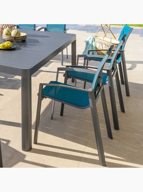 Fauteuil de jardin empilable en aluminium effet bois AXANT - Kiabi Fauteuil de jardin empilable en aluminium effet bois AXANT - Kiabi