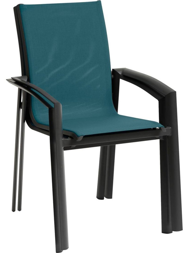 Fauteuil de jardin empilable en aluminium effet bois AXANT Bleu canard - Kiabi