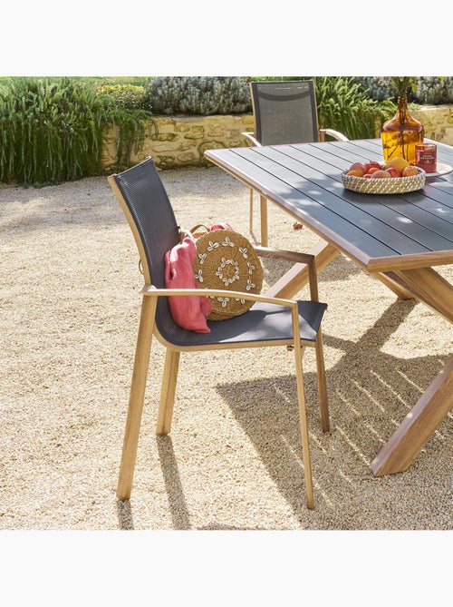 Fauteuil de jardin empilable en aluminium effet bois AXANT - Kiabi Fauteuil de jardin empilable en aluminium effet bois AXANT - Kiabi
